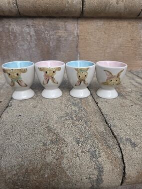 Grace Bunny Blvd Pastel Bunny Egg Cups - Pink & Blue